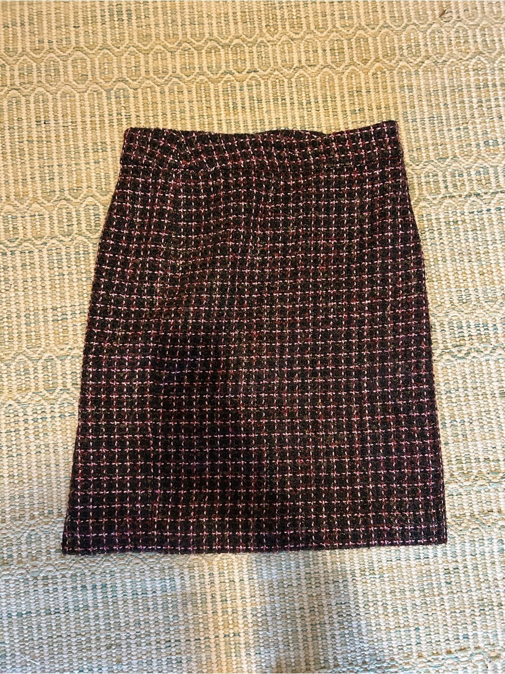 Ann Taylor Black Tweed Pencil Skirt with Pink Accents